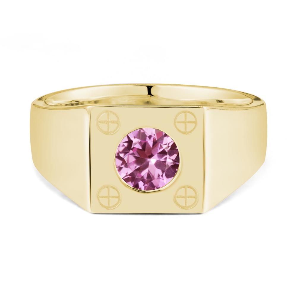 Geometric Wide Band Pink Sapphire Ring - LUO Jewelry #metal_18k yellow gold
