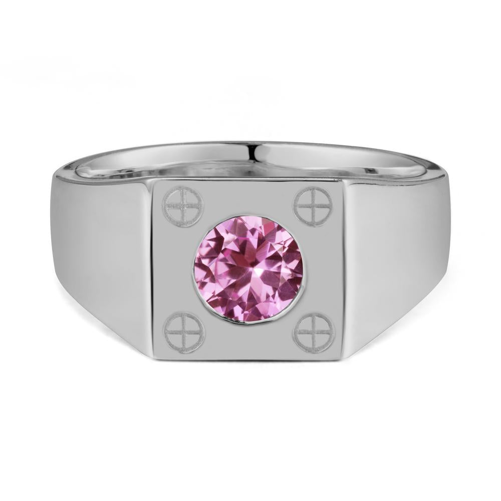 Geometric Wide Band Pink Sapphire Ring - LUO Jewelry #metal_platinum