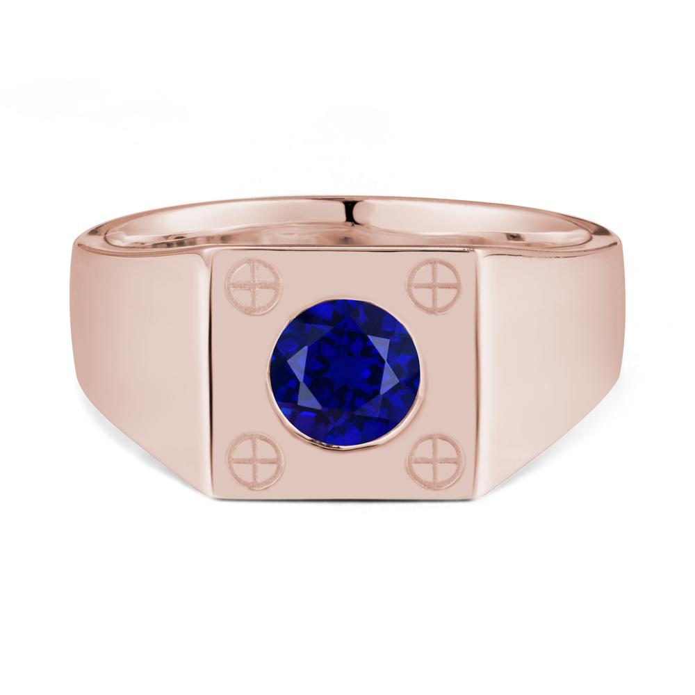 Geometric Wide Band Sapphire Ring - LUO Jewelry #metal_14k rose gold