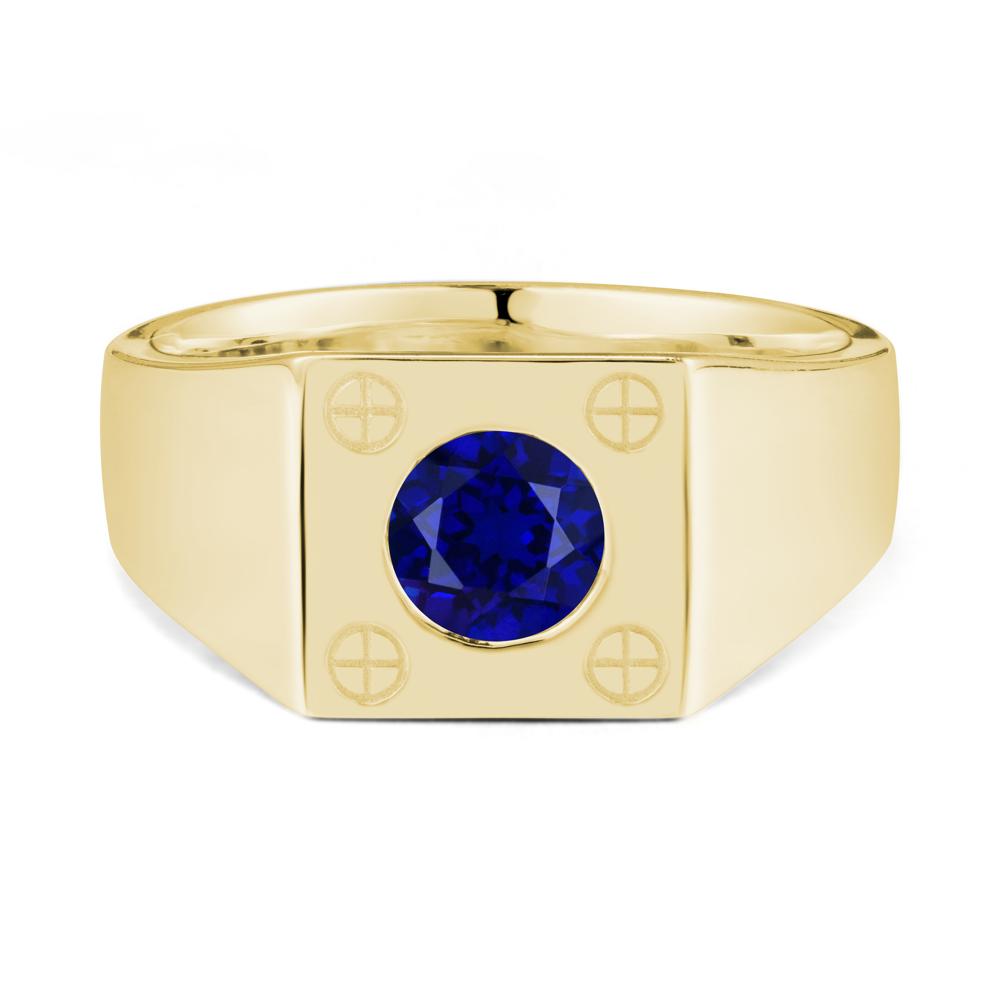 Geometric Wide Band Sapphire Ring - LUO Jewelry #metal_18k yellow gold