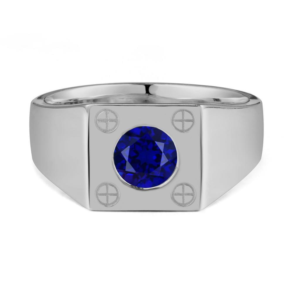 Geometric Wide Band Sapphire Ring - LUO Jewelry #metal_platinum