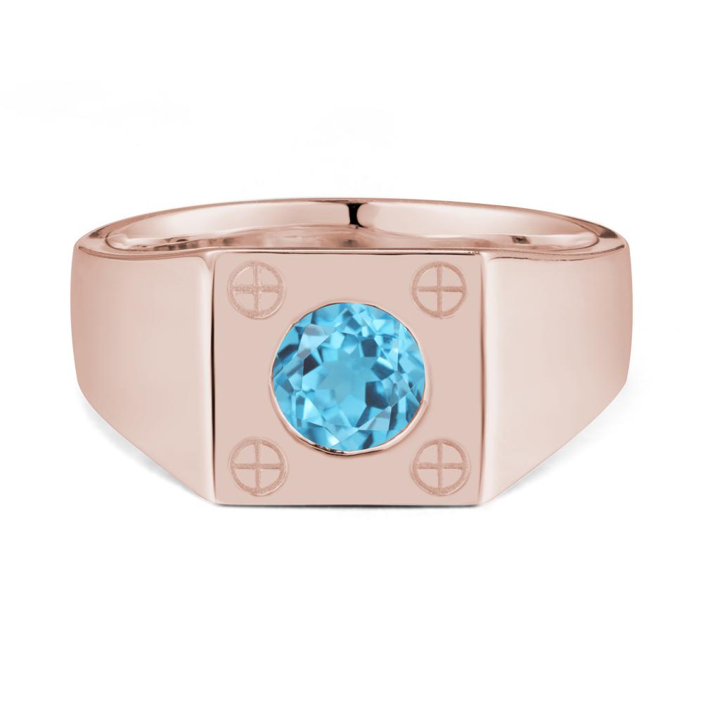 Geometric Wide Band Swiss Blue Topaz Ring - LUO Jewelry #metal_14k rose gold