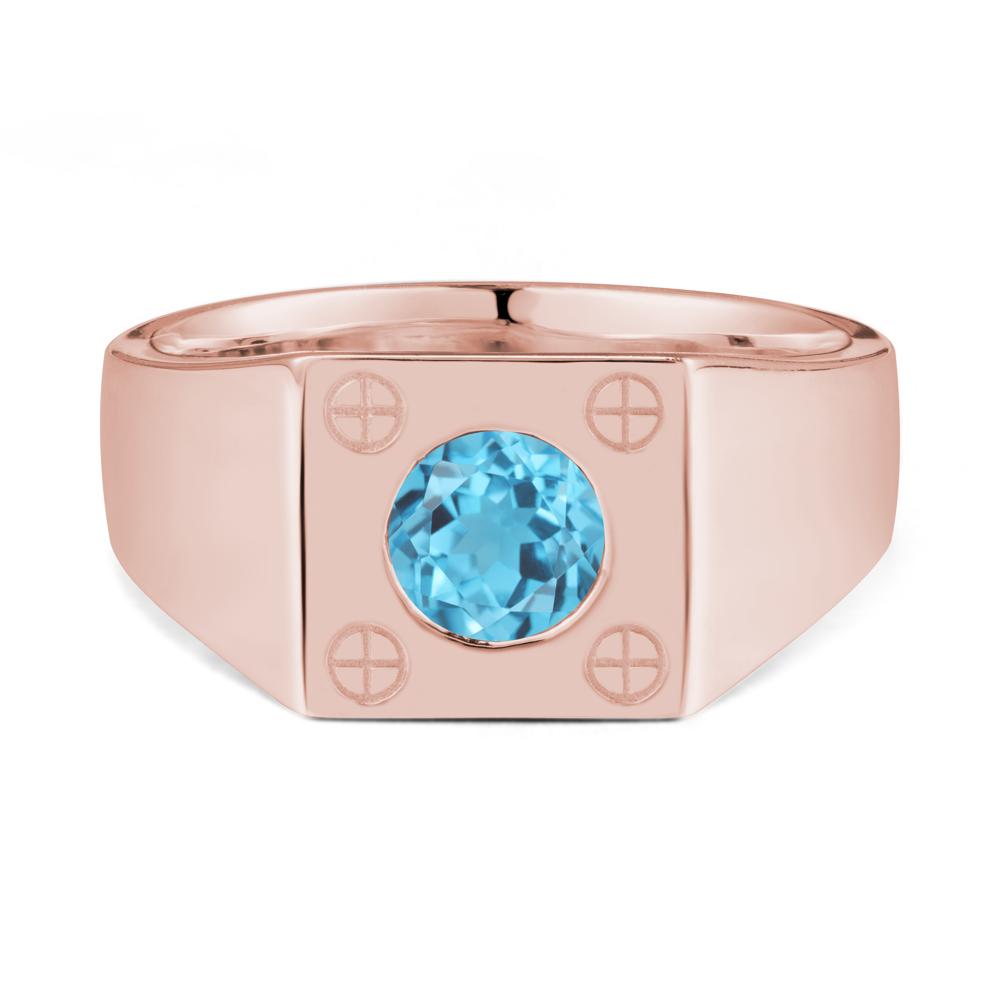 Geometric Wide Band Swiss Blue Topaz Ring - LUO Jewelry #metal_18k rose gold