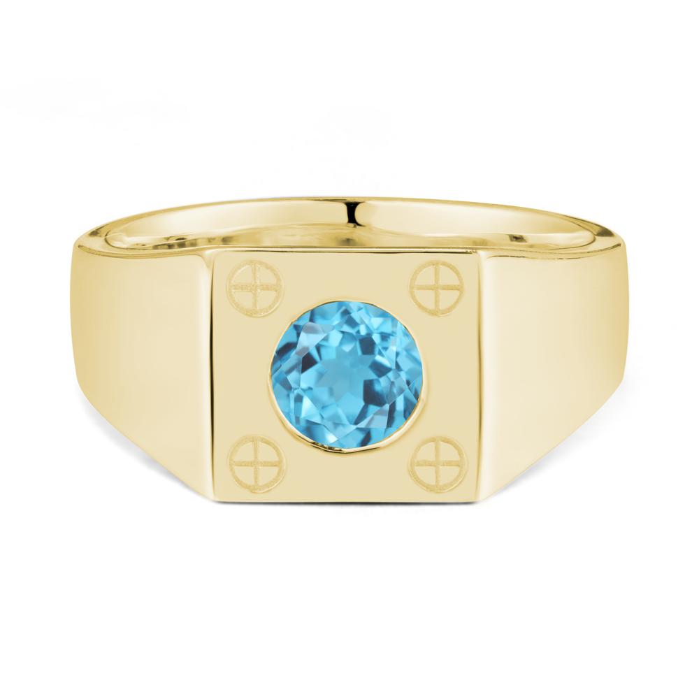 Geometric Wide Band Swiss Blue Topaz Ring - LUO Jewelry #metal_18k yellow gold