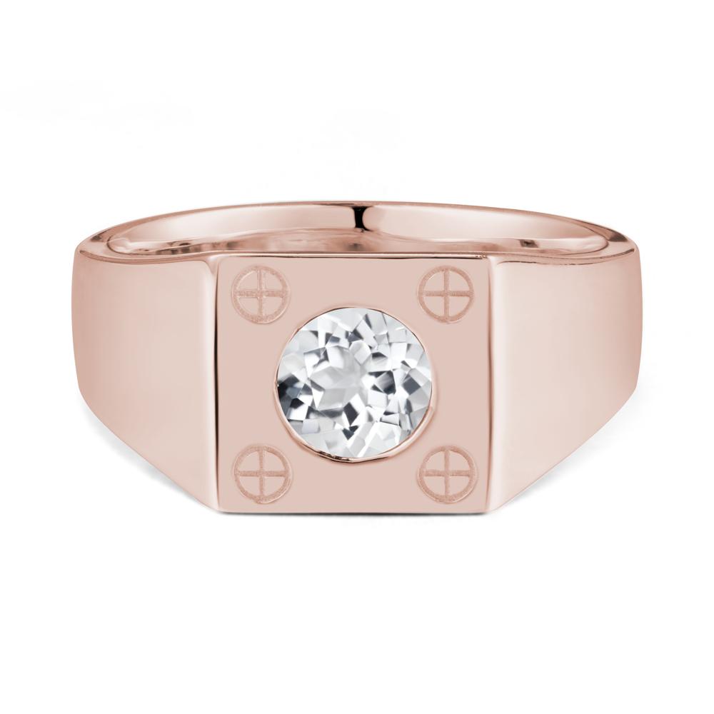 Geometric Wide Band White Topaz Ring - LUO Jewelry #metal_14k rose gold