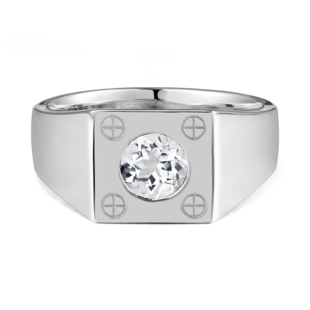 Geometric Wide Band White Topaz Ring - LUO Jewelry #metal_14k white gold