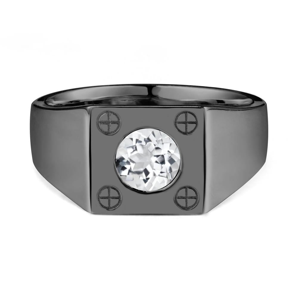 Geometric Wide Band White Topaz Ring - LUO Jewelry #metal_black finish sterling silver