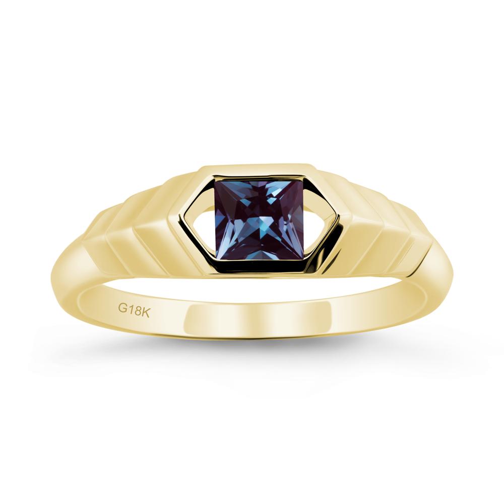 Asscher Alexandrite Ring with Hexagon Frame - LUO Jewelry #metal_18k yellow gold