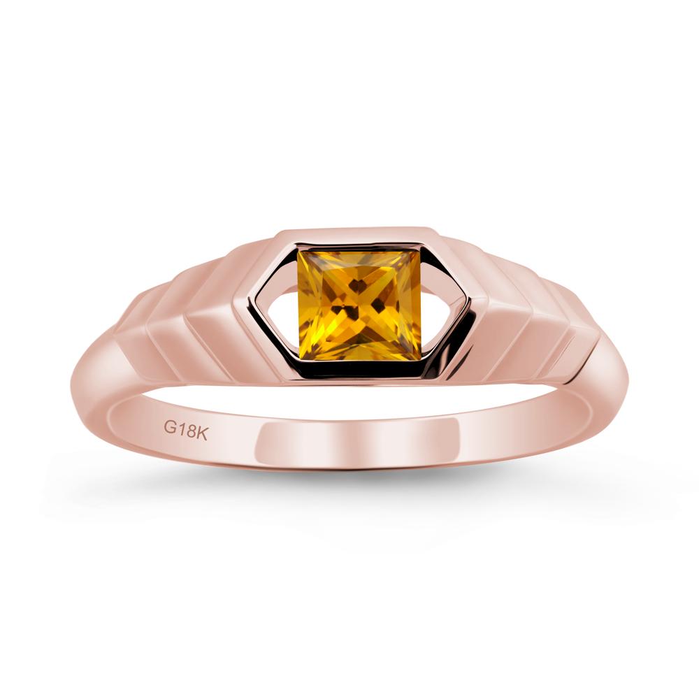 Asscher Citrine Ring with Hexagon Frame - LUO Jewelry #metal_18k rose gold