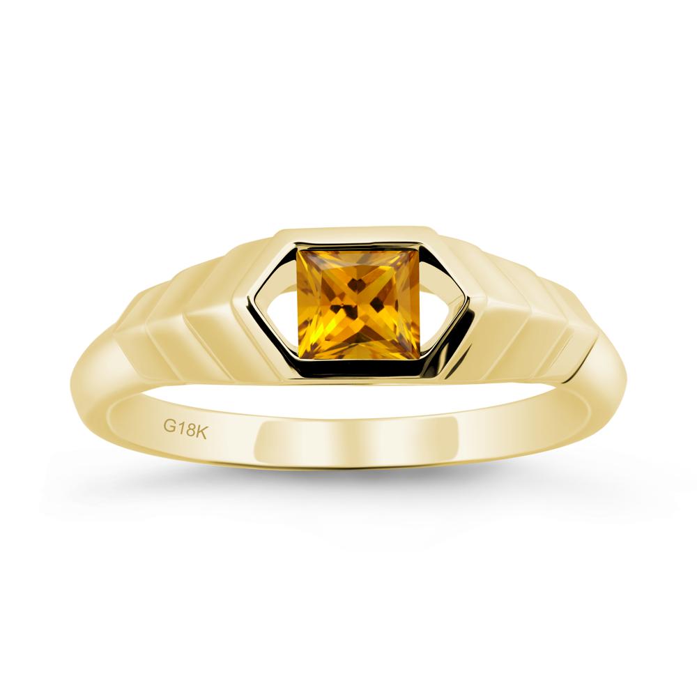 Asscher Citrine Ring with Hexagon Frame - LUO Jewelry #metal_18k yellow gold