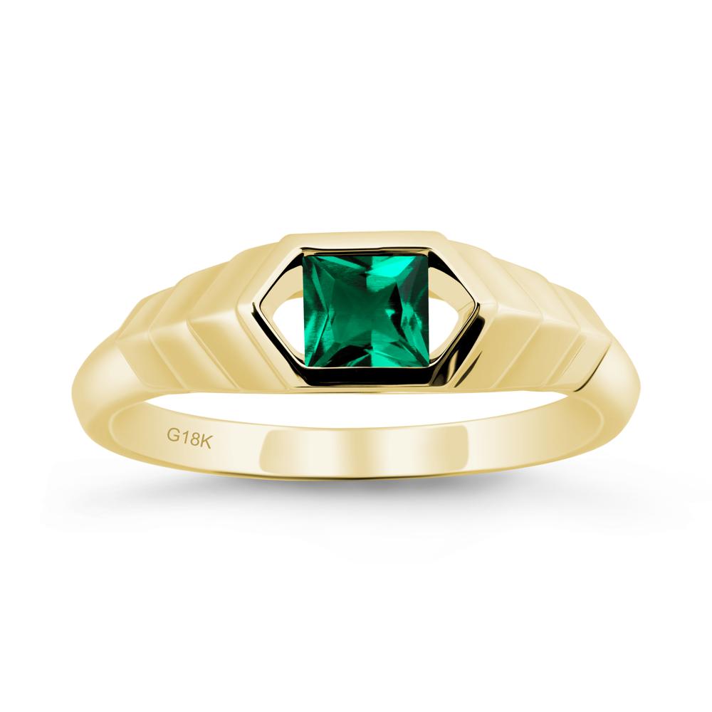 Asscher Emerald Ring with Hexagon Frame - LUO Jewelry #metal_18k yellow gold