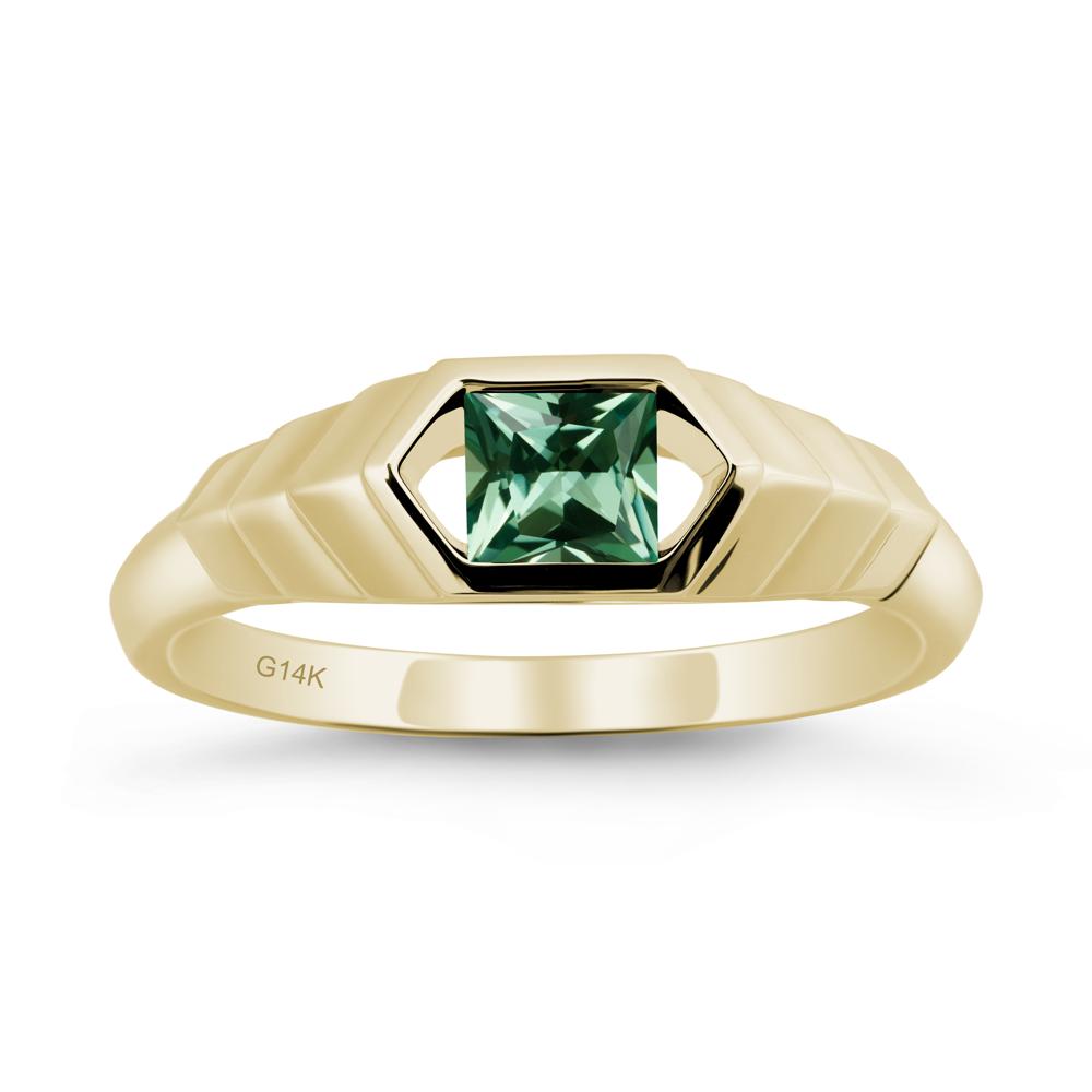 Asscher Green Sapphire Ring with Hexagon Frame - LUO Jewelry #metal_14k yellow gold
