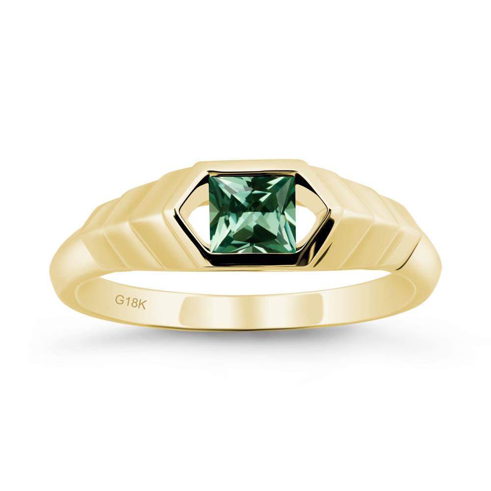 Asscher Green Sapphire Ring with Hexagon Frame - LUO Jewelry #metal_18k yellow gold