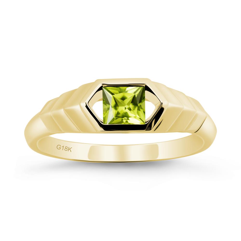 Asscher Peridot Ring with Hexagon Frame - LUO Jewelry #metal_18k yellow gold