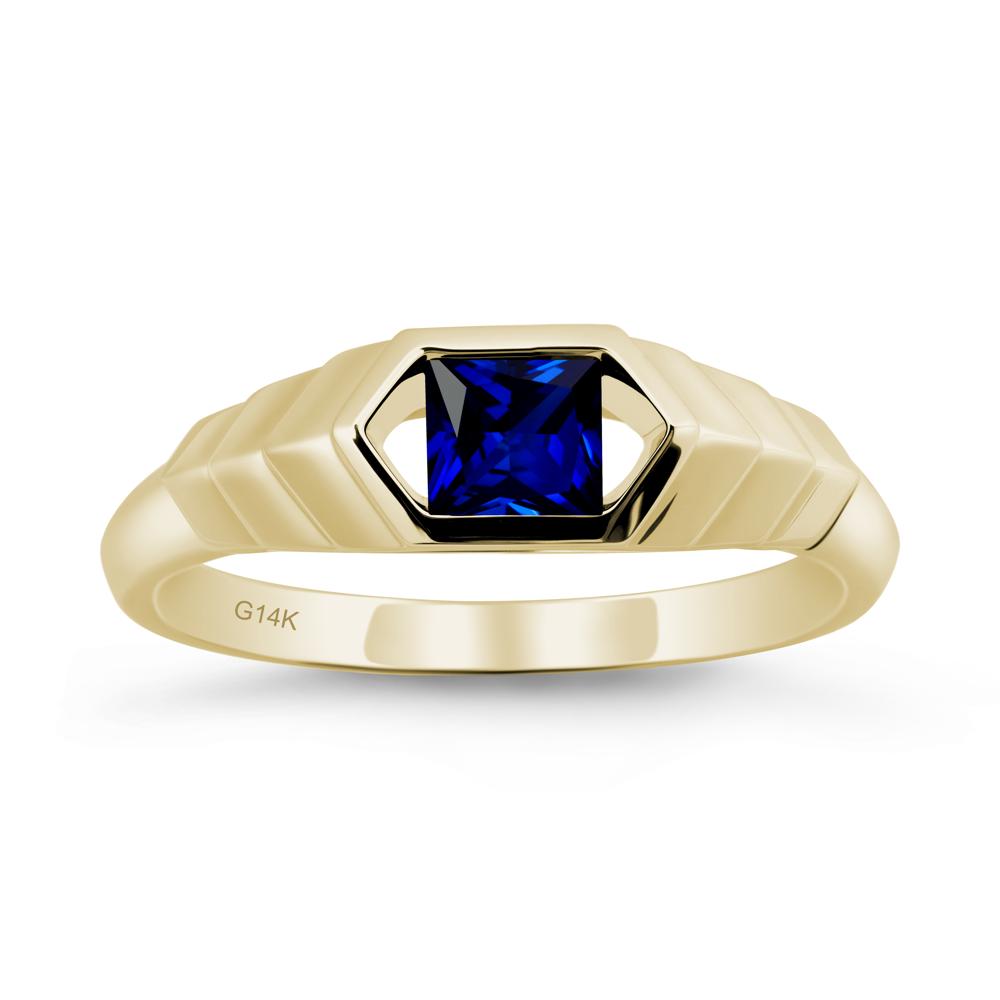 Asscher Sapphire Ring with Hexagon Frame - LUO Jewelry #metal_14k yellow gold