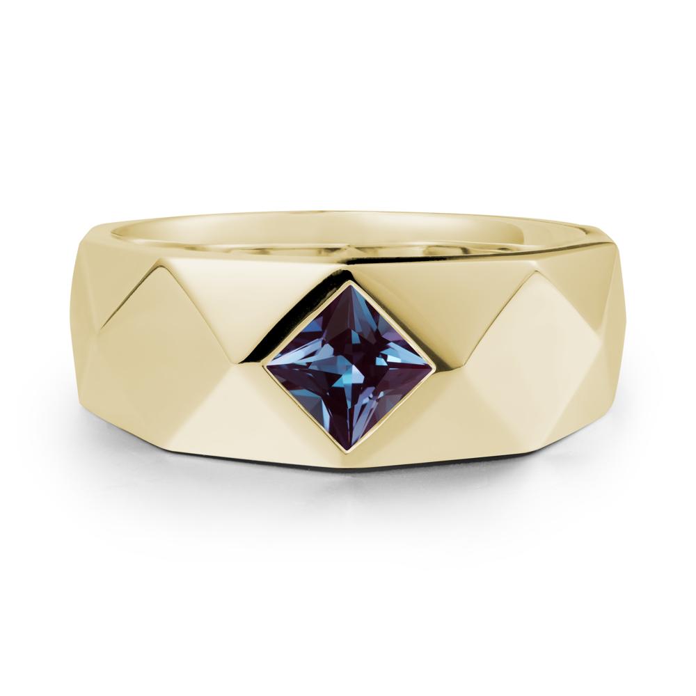 Wide Band Multi-Faceted Alexandrite Ring - LUO Jewelry #metal_14k yellow gold