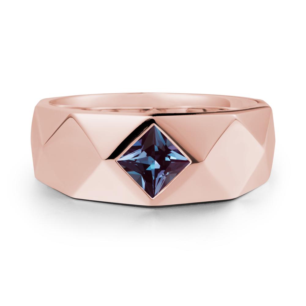 Wide Band Multi-Faceted Alexandrite Ring - LUO Jewelry #metal_18k rose gold