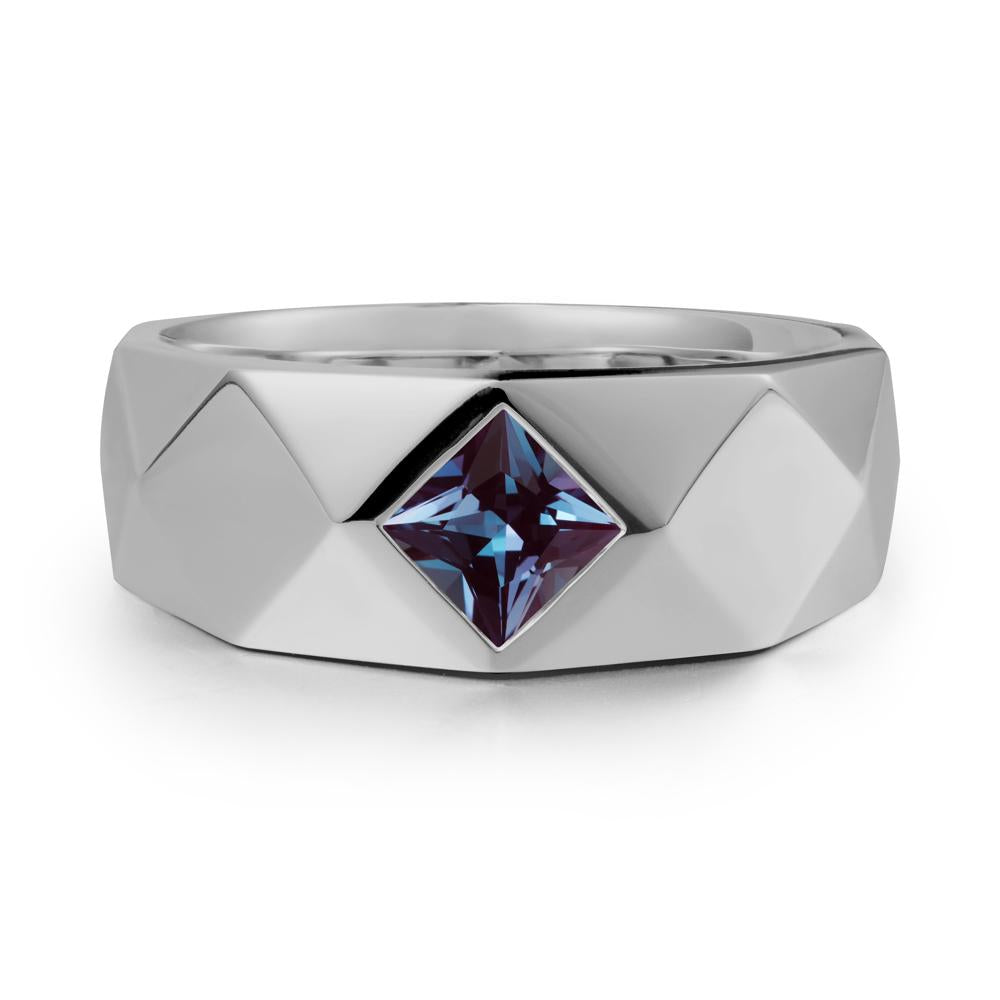 Wide Band Multi-Faceted Alexandrite Ring - LUO Jewelry #metal_platinum