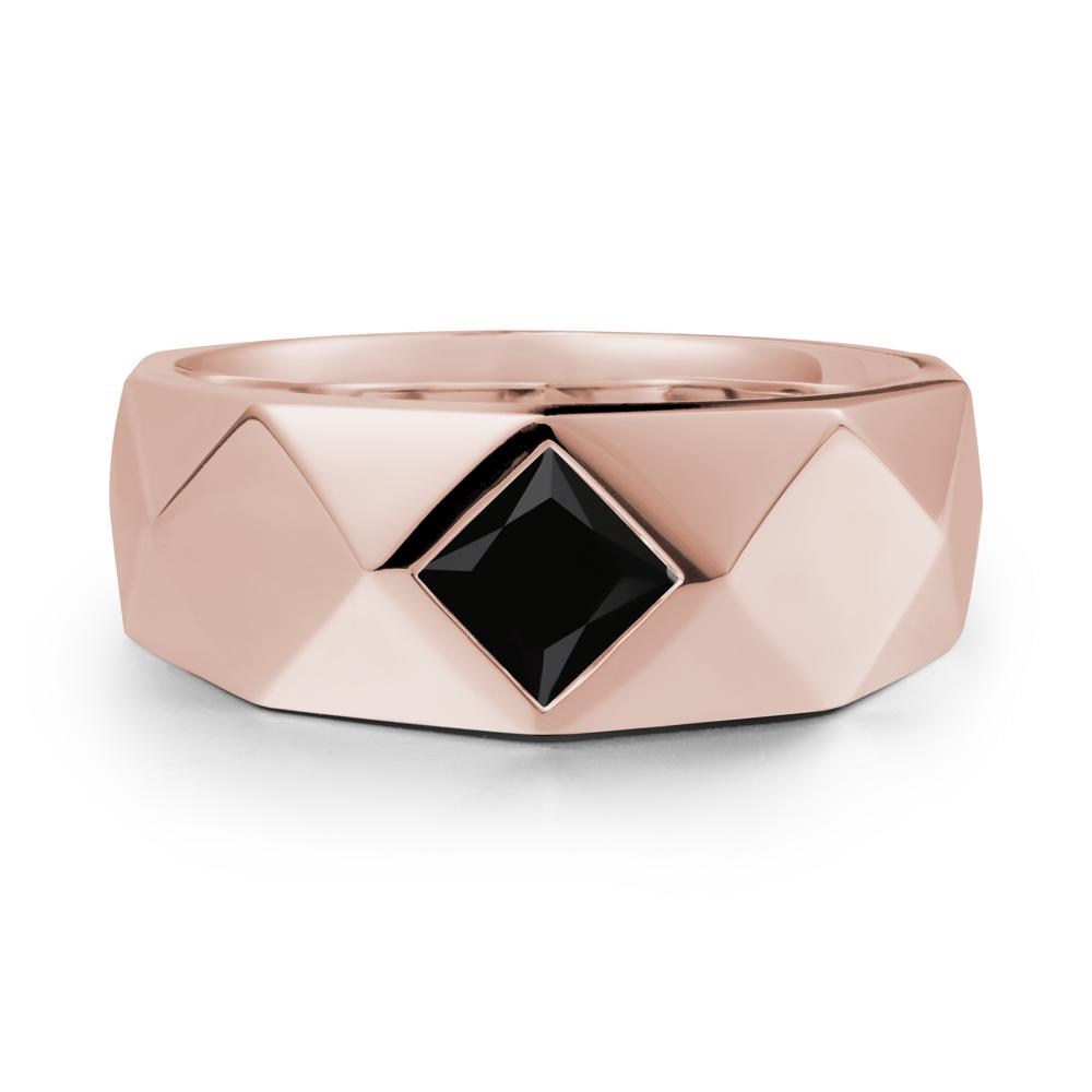 Wide Band Multi-Faceted Black Spinel Ring - LUO Jewelry #metal_14k rose gold
