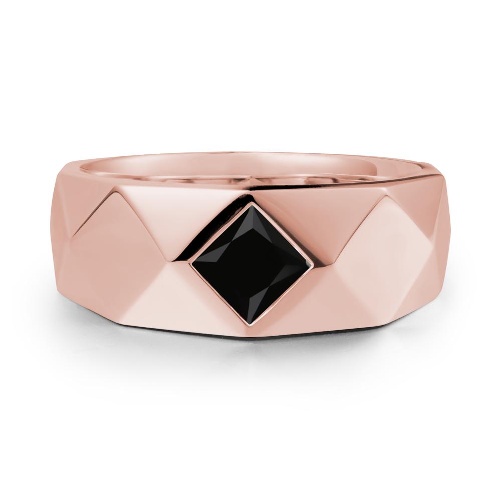 Wide Band Multi-Faceted Black Spinel Ring - LUO Jewelry #metal_18k rose gold