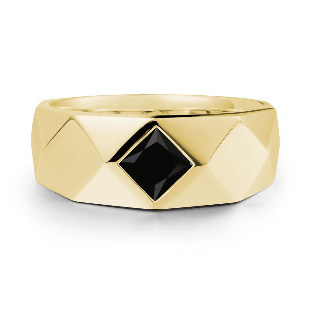Wide Band Multi-Faceted Black Spinel Ring - LUO Jewelry #metal_18k yellow gold