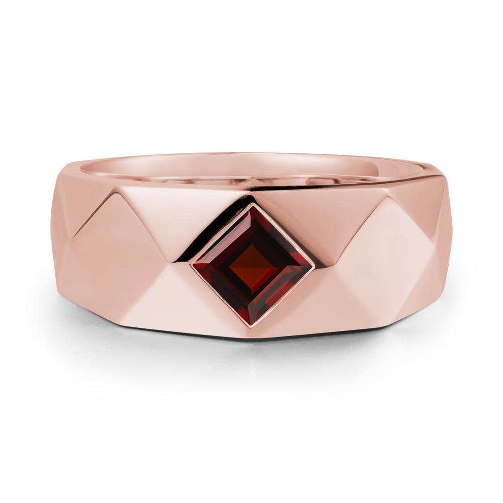 Wide Band Geometric Garnet Ring - LUO Jewelry #metal_18k rose gold