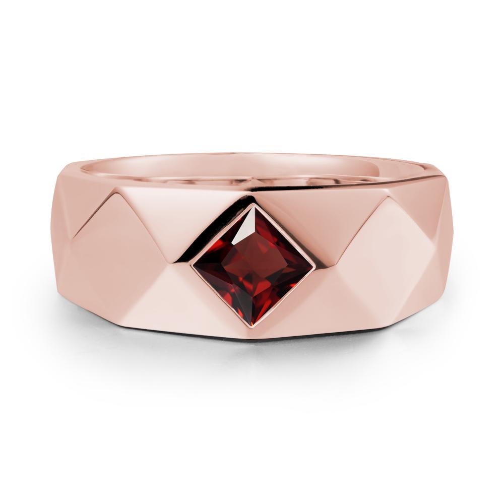 Wide Band Geometric Garnet Ring - LUO Jewelry #metal_18k rose gold
