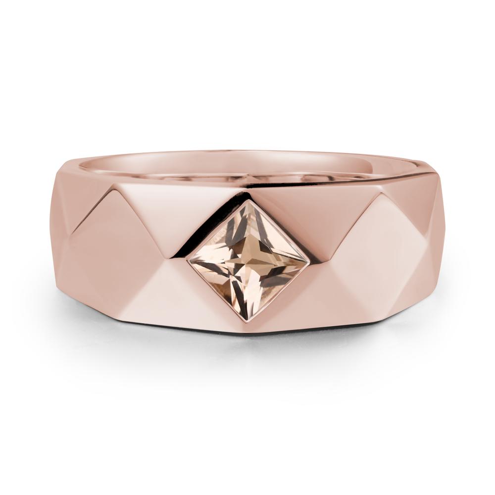 Wide Band Geometric Morganite Ring - LUO Jewelry #metal_14k rose gold