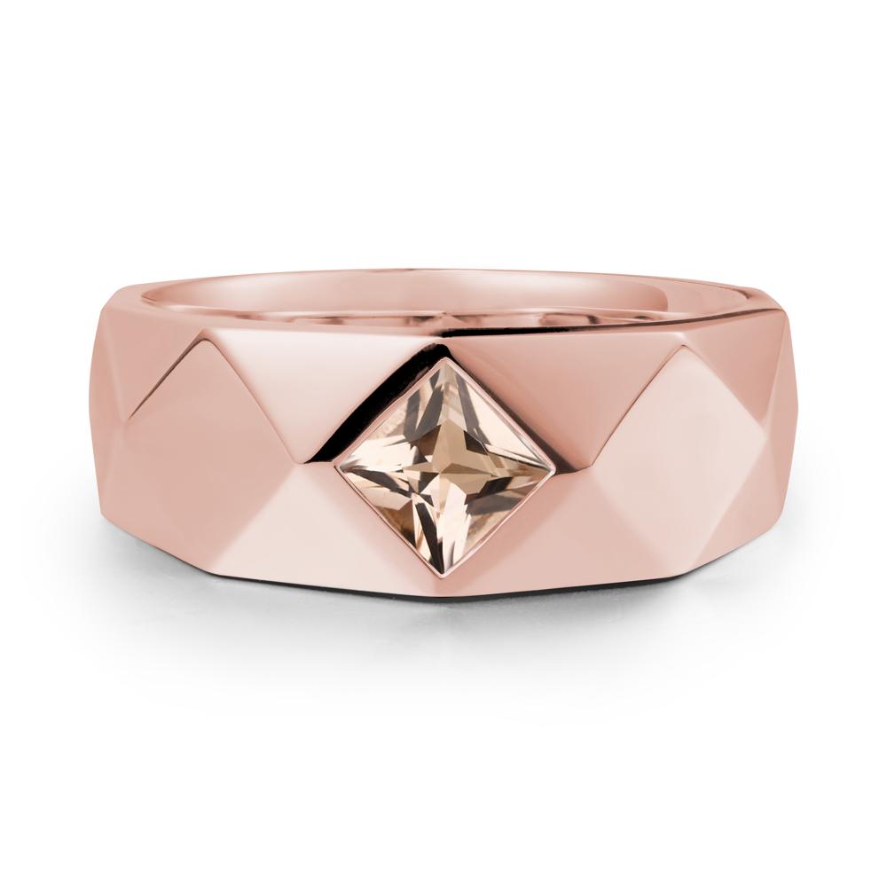 Wide Band Geometric Morganite Ring - LUO Jewelry #metal_18k rose gold