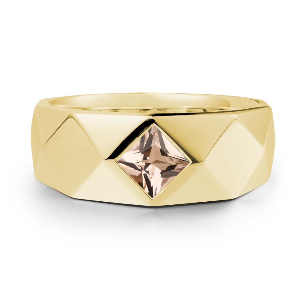Wide Band Geometric Morganite Ring - LUO Jewelry #metal_18k yellow gold