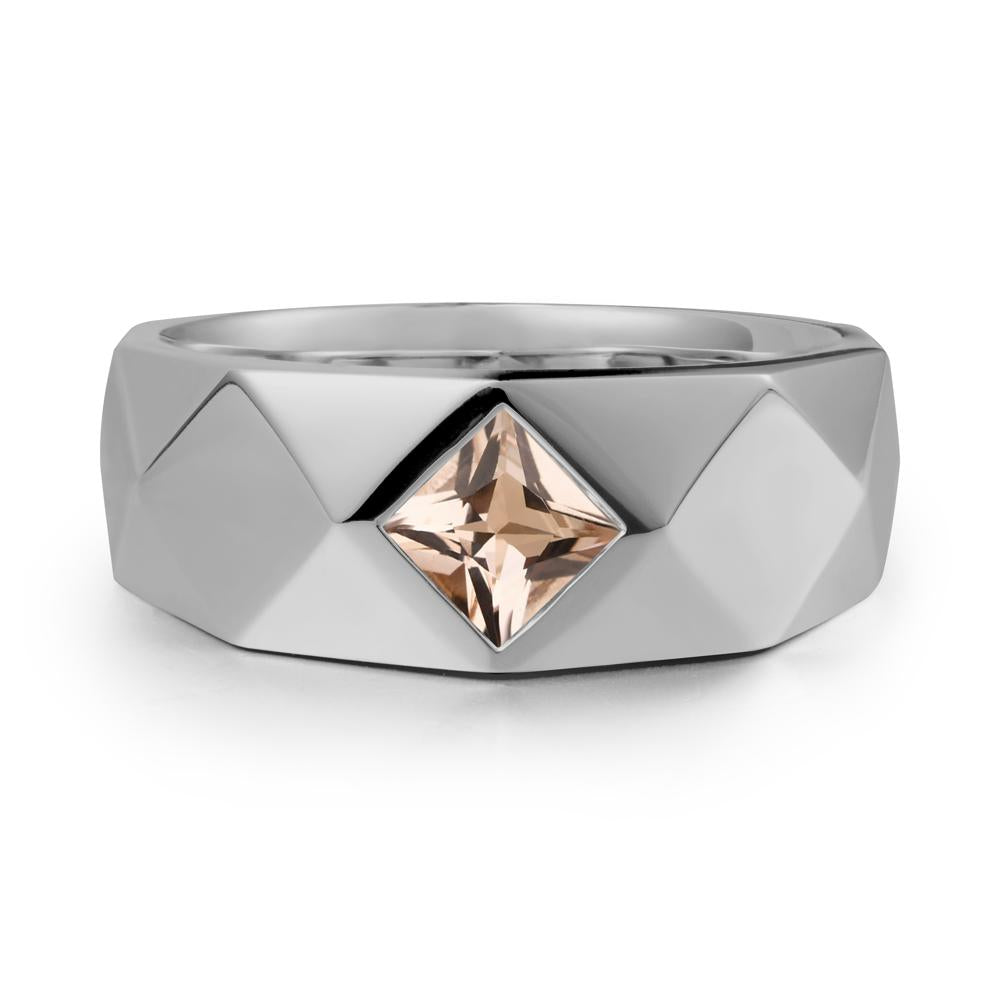 Wide Band Geometric Morganite Ring - LUO Jewelry #metal_platinum