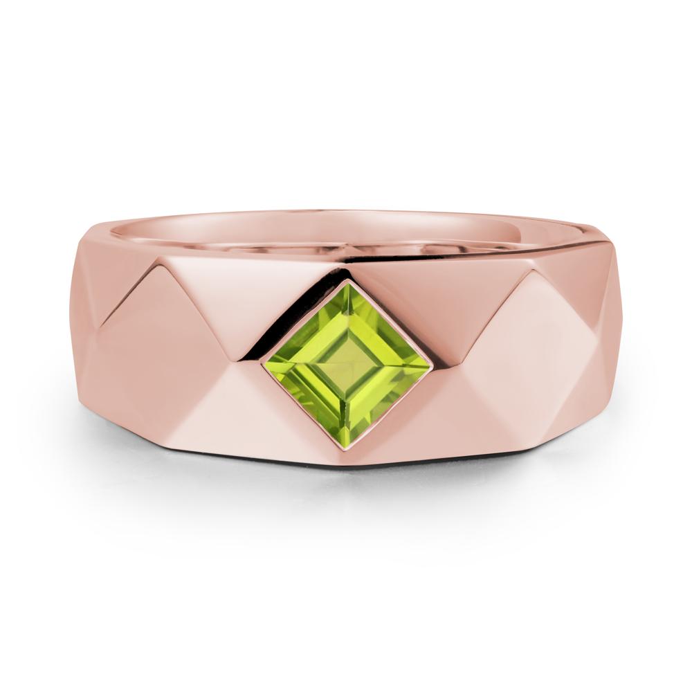 Wide Band Multi-Faceted Peridot Ring - LUO Jewelry #metal_18k rose gold