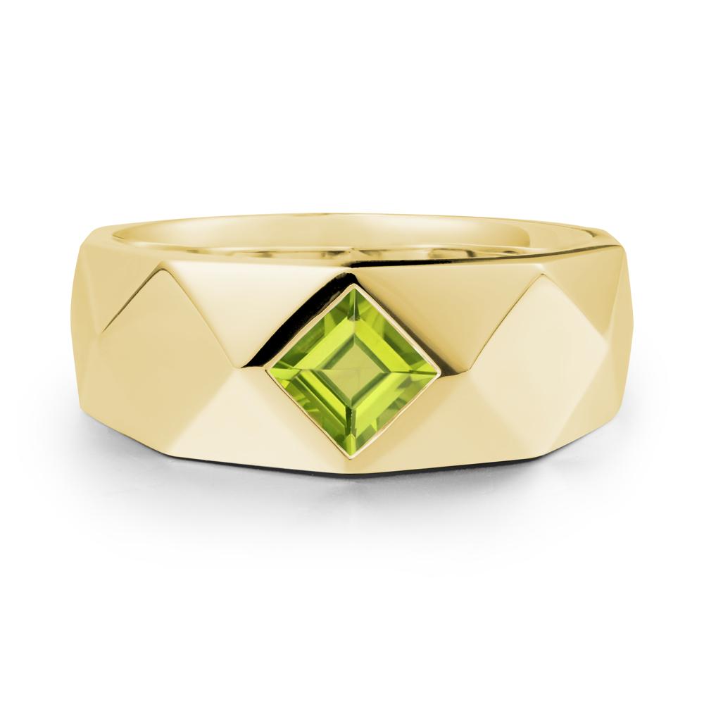 Wide Band Multi-Faceted Peridot Ring - LUO Jewelry #metal_18k yellow gold