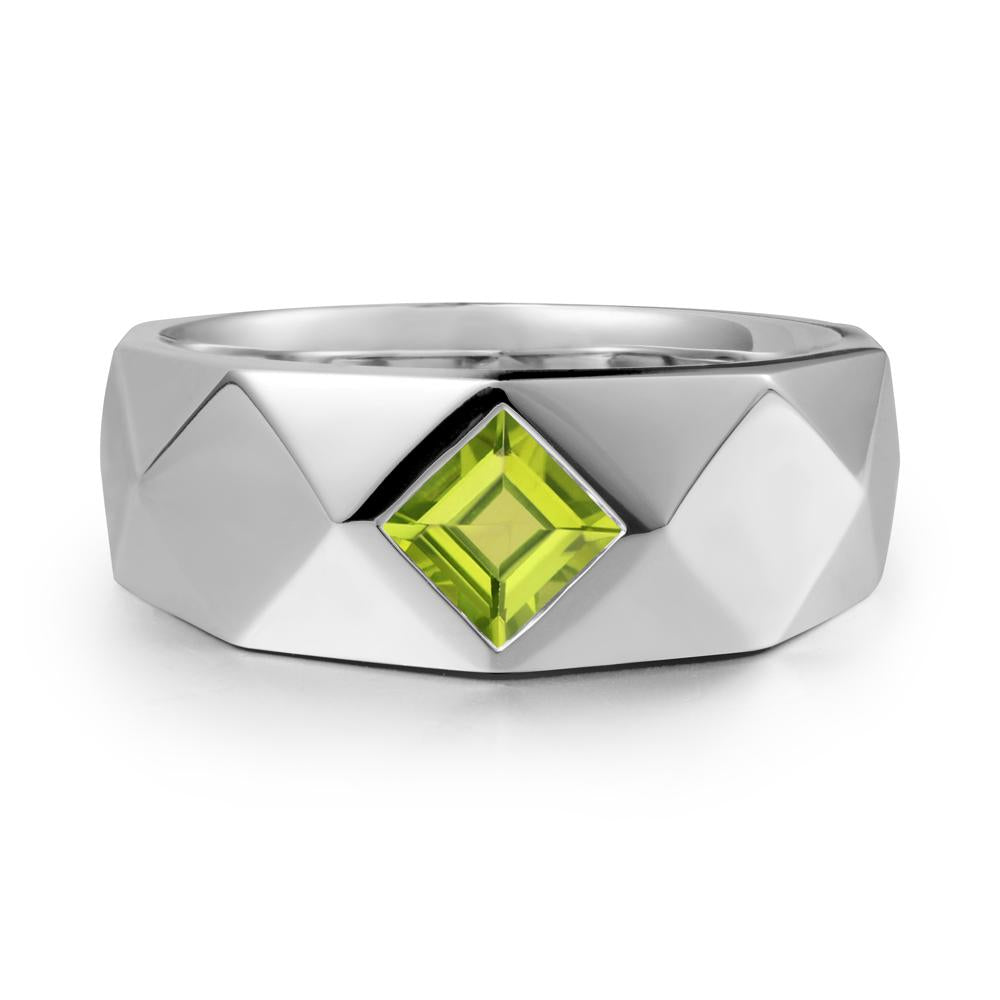Wide Band Multi-Faceted Peridot Ring - LUO Jewelry #metal_sterling silver