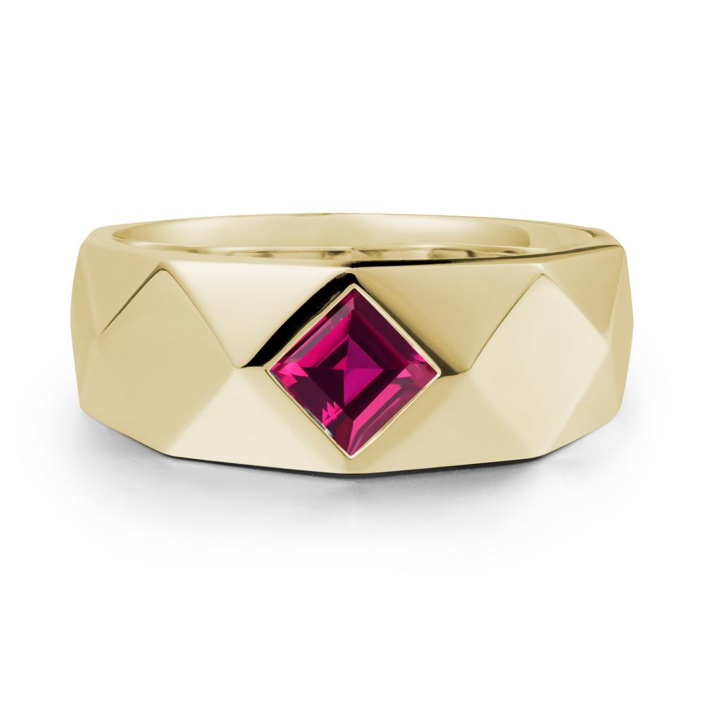 Wide Band Geometric Ruby Ring - LUO Jewelry #metal_14k yellow gold