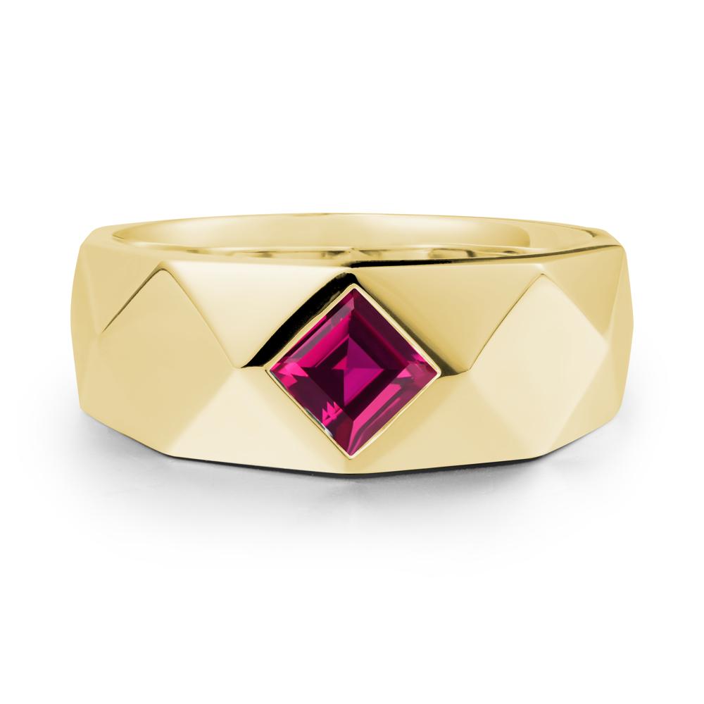 Wide Band Geometric Ruby Ring - LUO Jewelry #metal_18k yellow gold
