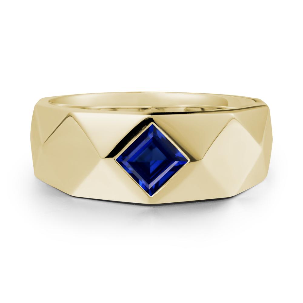 Wide Band Multi-Faceted Sapphire Ring - LUO Jewelry #metal_14k yellow gold