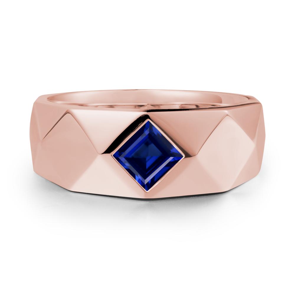 Wide Band Multi-Faceted Sapphire Ring - LUO Jewelry #metal_18k rose gold