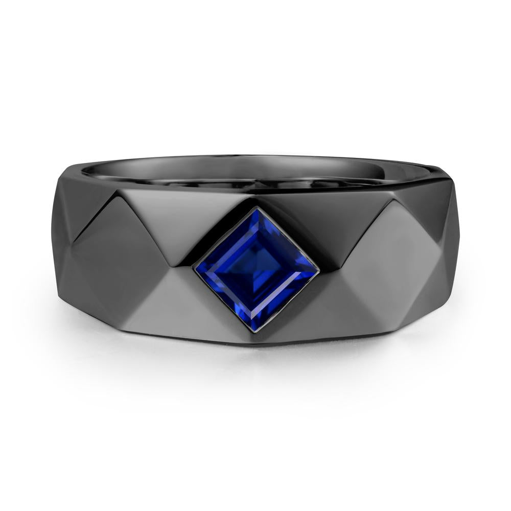 Wide Band Multi-Faceted Sapphire Ring - LUO Jewelry #metal_black finish sterling silver