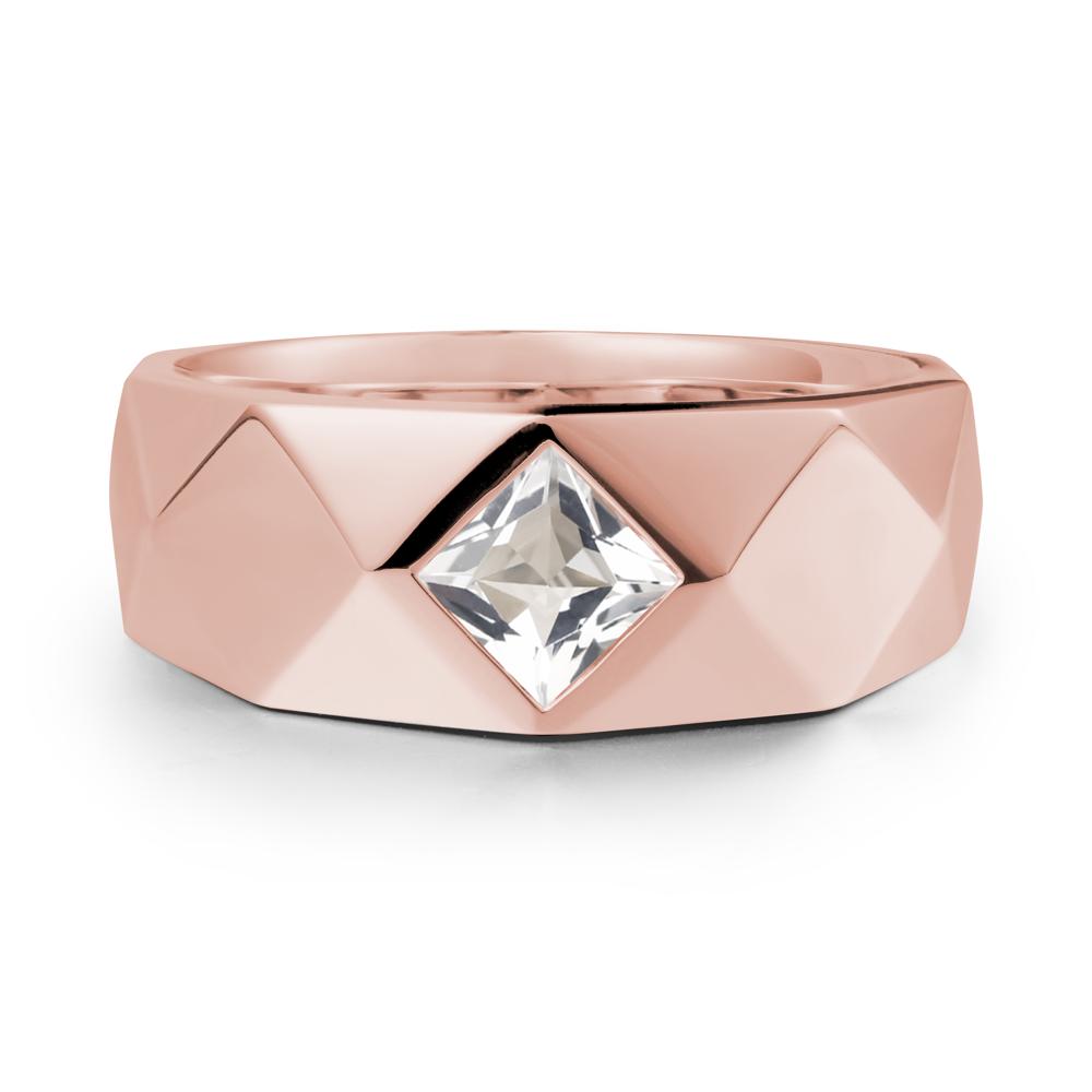Wide Band Multi-Faceted White Topaz Ring - LUO Jewelry #metal_18k rose gold