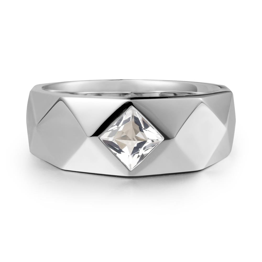 Wide Band Multi-Faceted White Topaz Ring - LUO Jewelry #metal_sterling silver