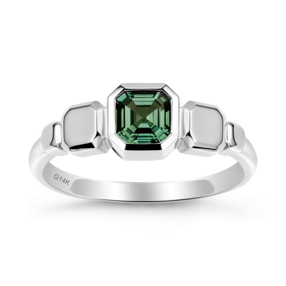 Geometric Ascher Green Sapphire Ring - LUO Jewelry #metal_14k white gold