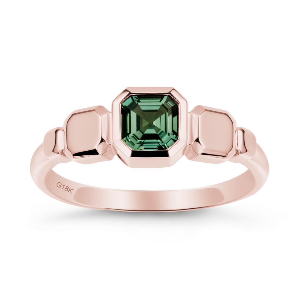 Geometric Ascher Green Sapphire Ring - LUO Jewelry #metal_18k rose gold