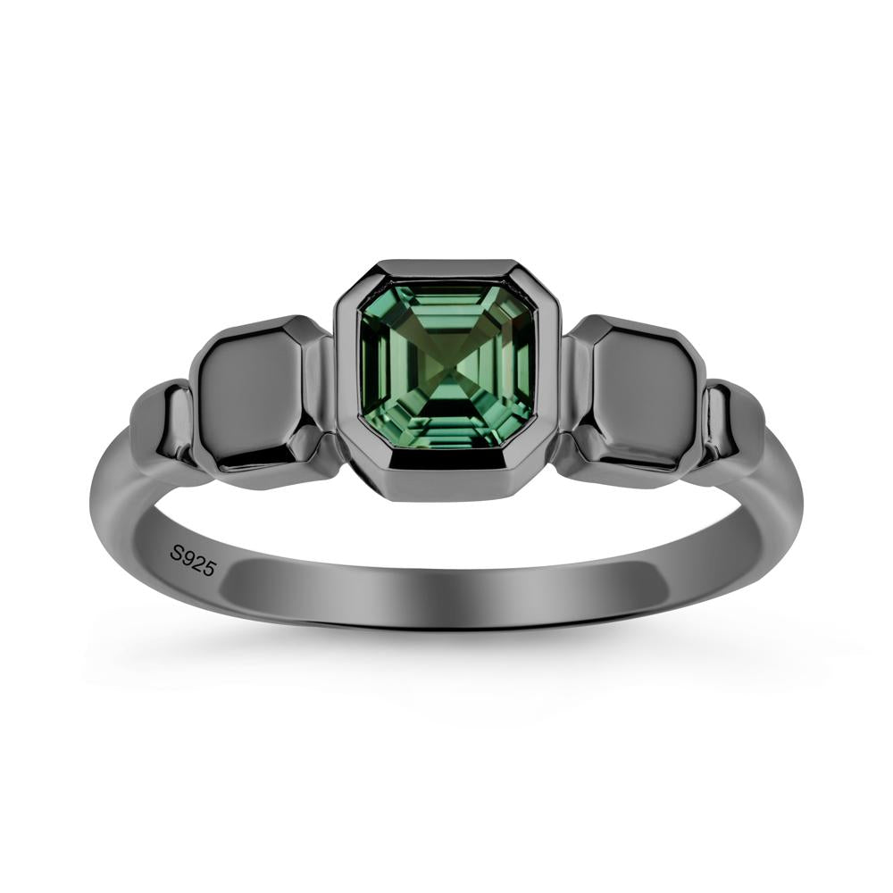 Geometric Ascher Green Sapphire Ring - LUO Jewelry #metal_black finish sterling silver
