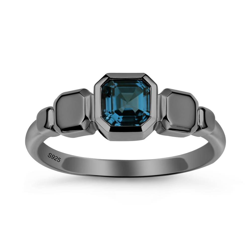 Unique Ascher London Blue Topaz Ring - LUO Jewelry #metal_black finish sterling silver