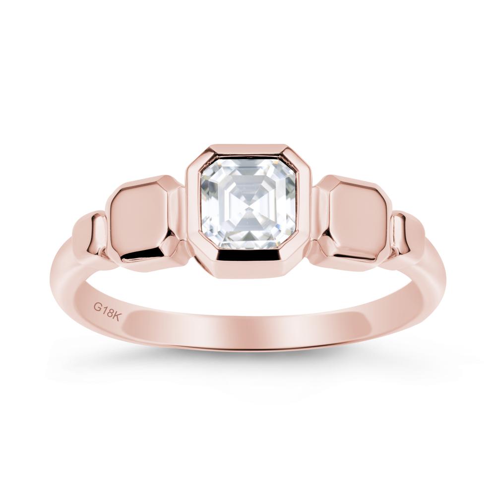 Geometric Ascher Moissanite Ring - LUO Jewelry #metal_18k rose gold