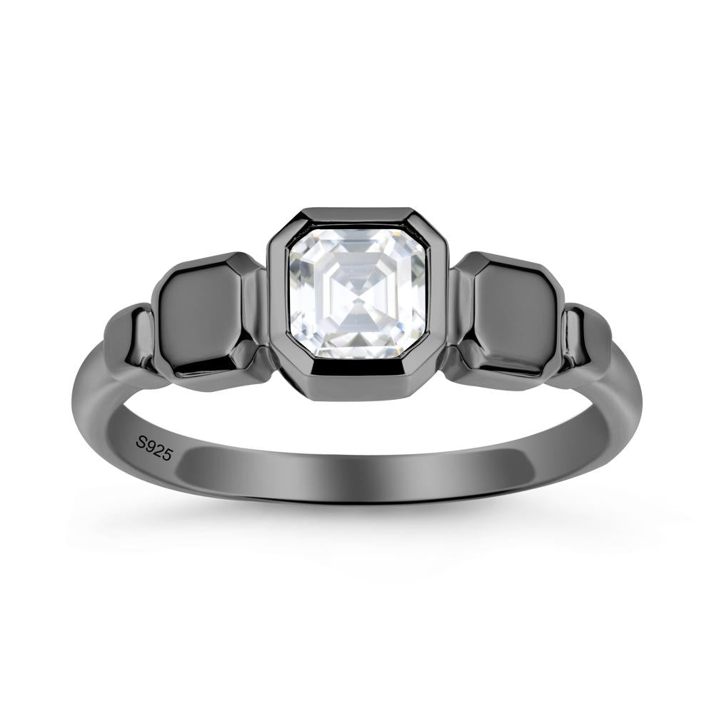 Geometric Ascher Moissanite Ring - LUO Jewelry #metal_black finish sterling silver
