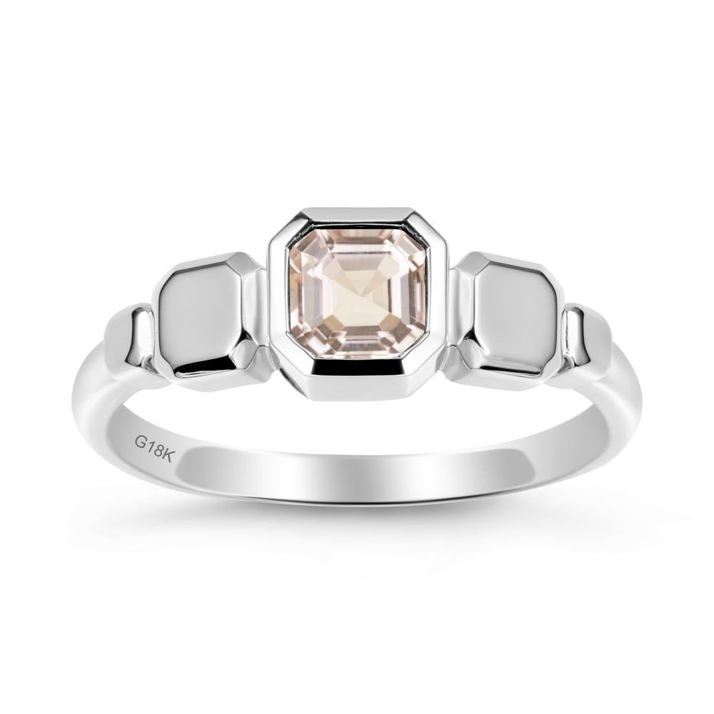 Geometric Ascher Morganite Ring - LUO Jewelry #metal_18k white gold