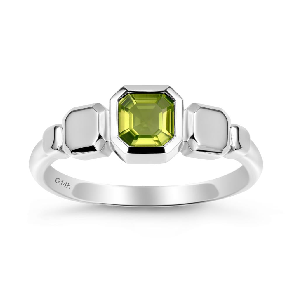 Geometric Ascher Peridot Ring - LUO Jewelry #metal_14k white gold