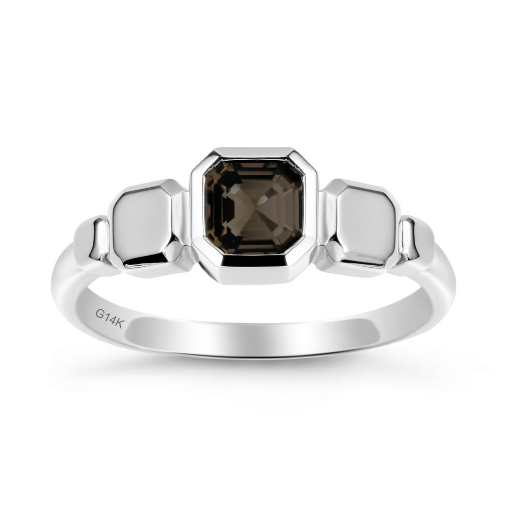 Geometric Ascher Smoky Quartz Ring - LUO Jewelry #metal_14k white gold